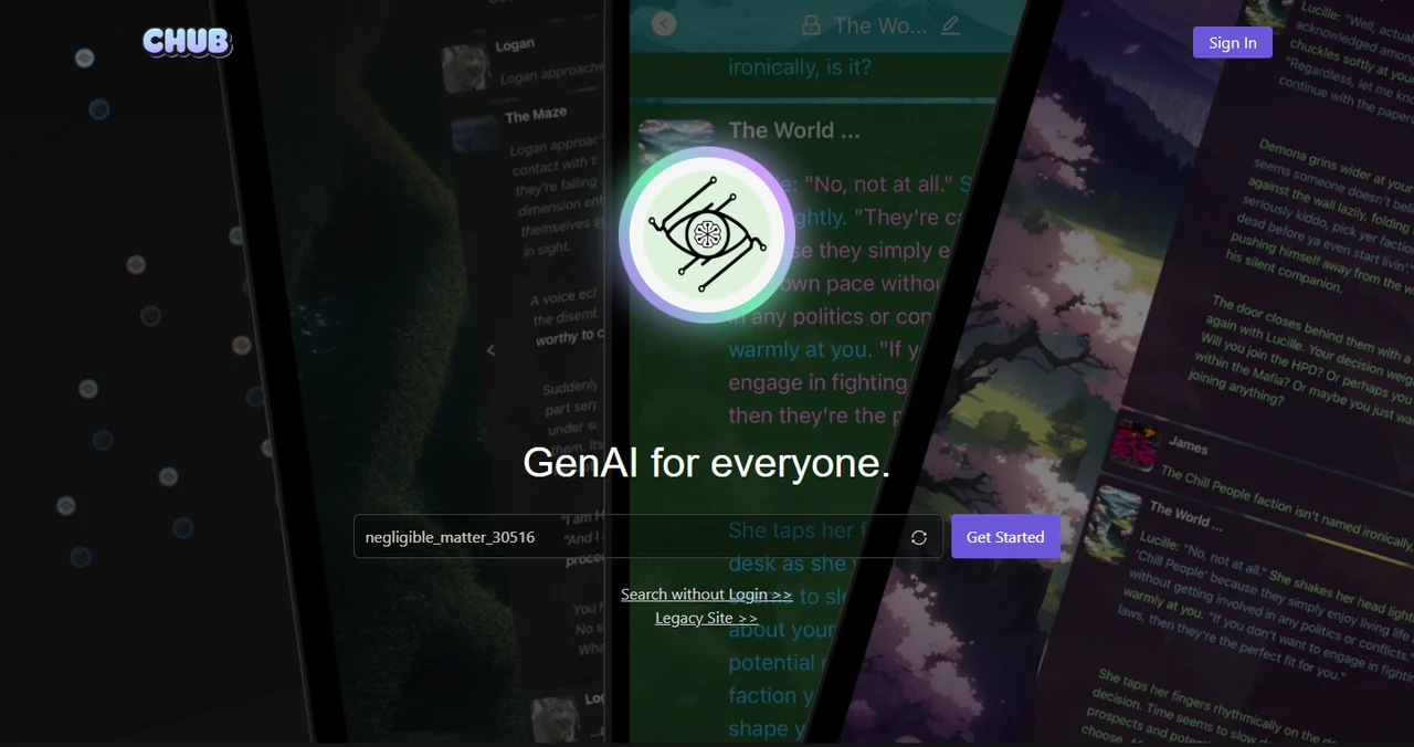 Public Chub AI landing screen with the GenAI for everyone heading